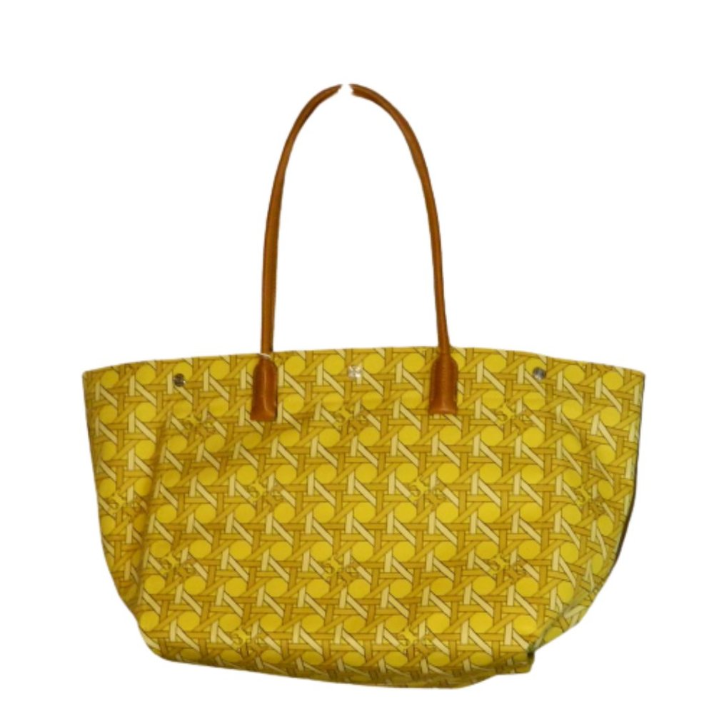 Tory Burch $398 139623 Canvas Basketweave Tote Saffron NWT!
